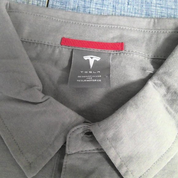 Tesla Motor Co Button Up Long Sleeve Shirt White Embroidered Logo Men's XL - Picture 4 of 7
